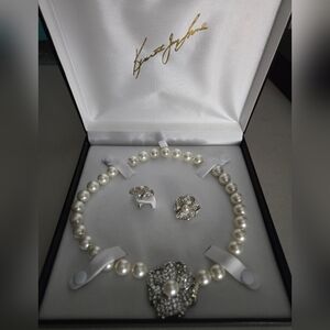 Kenneth Jay Lane Pearl Necklace and Earring Set